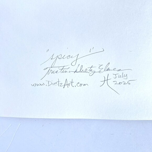 Spicy Original Wall Art Abstract Watercolor Painting Matted Frame Ready 12x12in - Picture 4 of 5